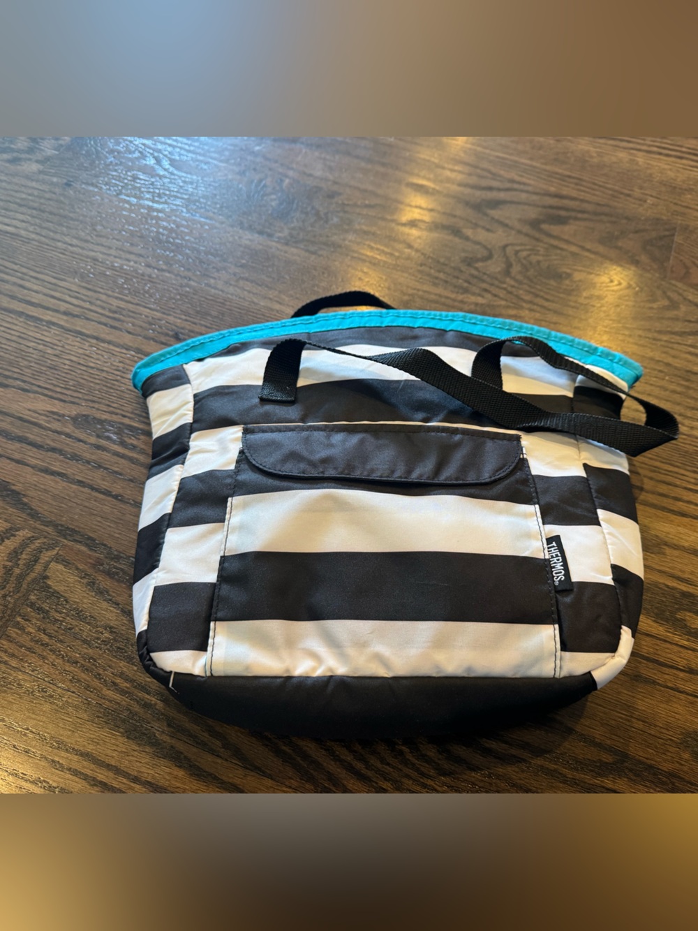 Thermos Black and White Striped lunch bag